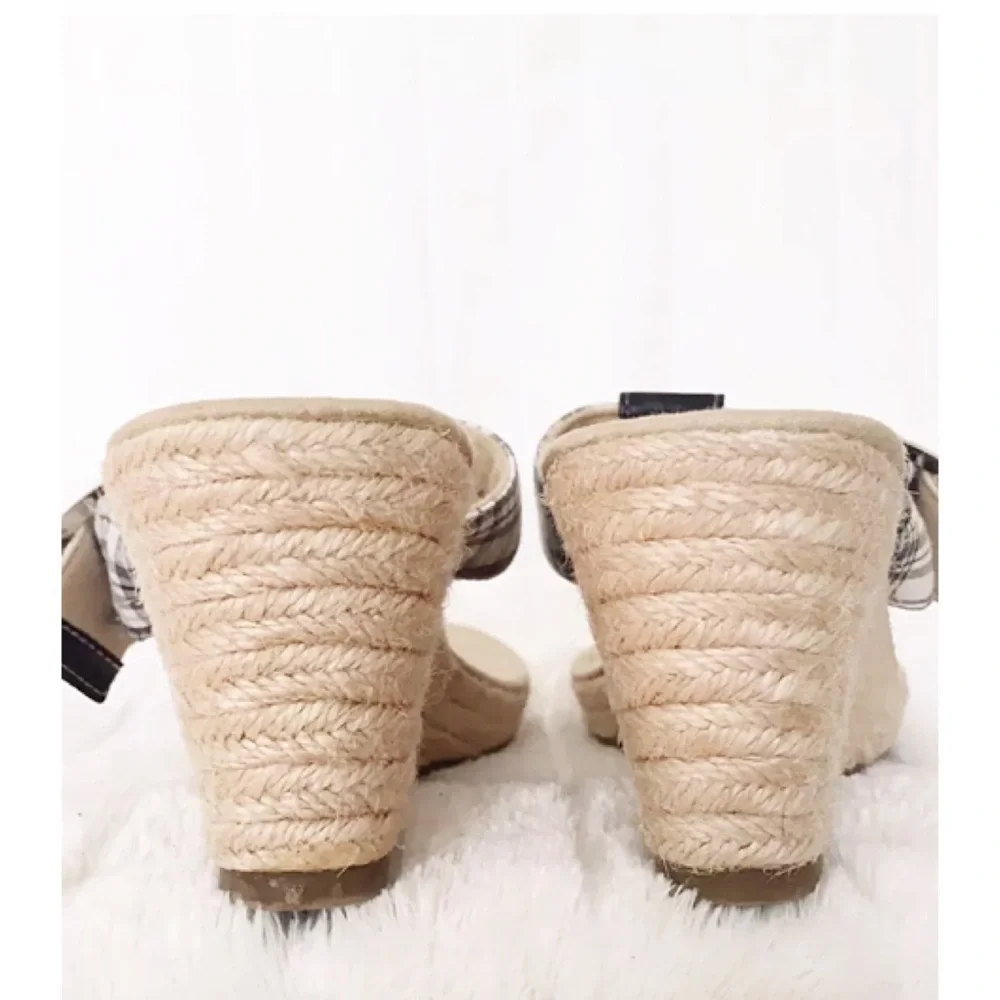💙 Dexter Plaid Espadrille Wedge Sandals Size 7 Preppy Summer